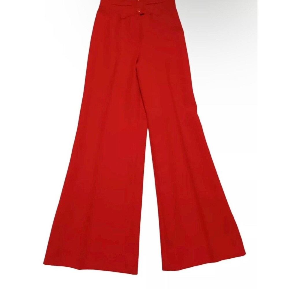 Vintage 1970s Jumpsuit Wide Leg Mod Womens Size 7/8 Disco Red Cherry Wendy Watts - Picture 7 of 11